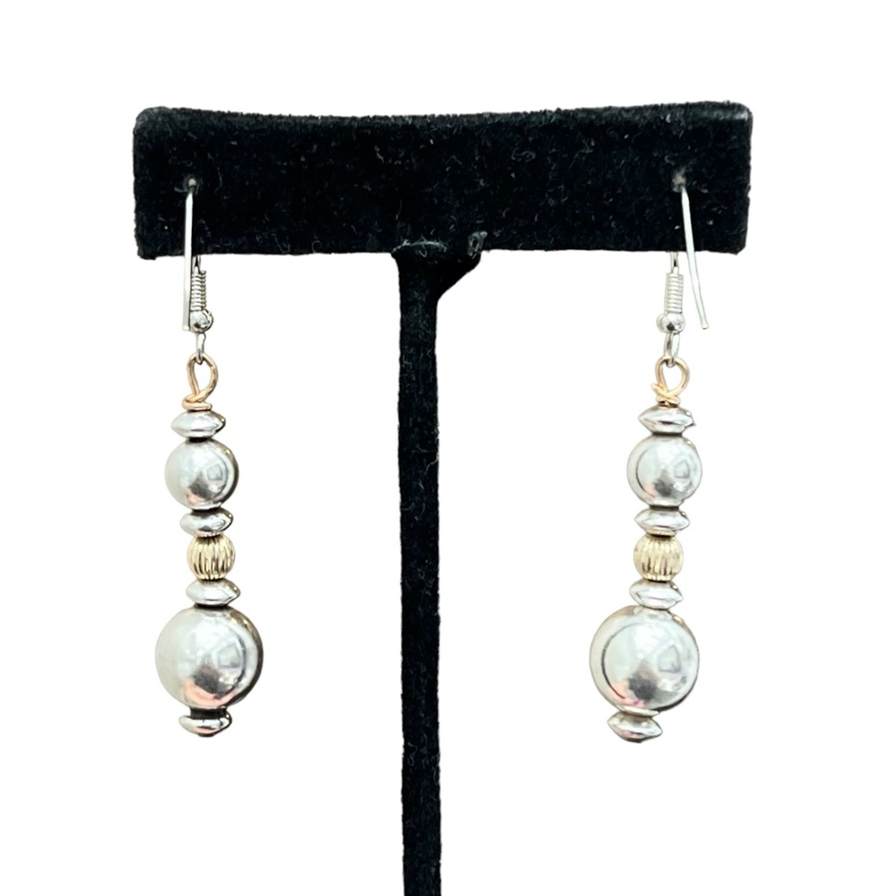 VINTAGE SILVER BALL DANGLE EARRINGS